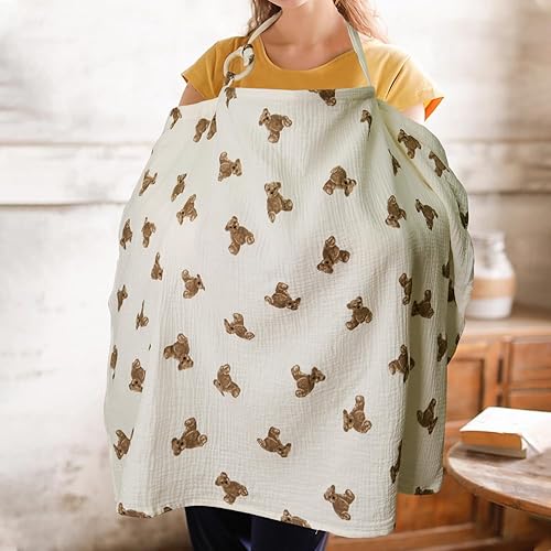 Miniatura 4 de Funda de lactancia de muselina para lactancia materna, transpirable, 100% algodón, con aro rígido para delantal de lactancia, toldo multiusos para