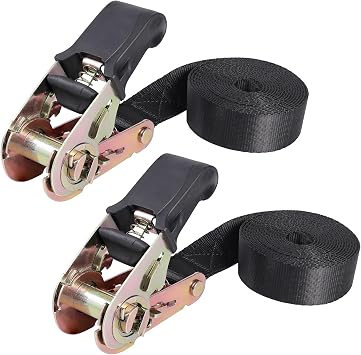 Endless Ratchet Strap, Black Ratchet Straps Heavy Duty Tie Down Straps 1 Inch Simple Strap for Motorcycles, Trailer, Kayak, Cargo, Roof Rack 1in x 8ft-2pcs