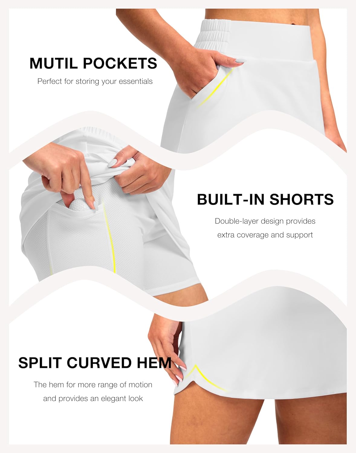 SANTINY Golf Skirts for Women 4 Pockets with Short High Waisted Stretchy Tennis Skirt Athletic Skorts for Woman Casual Summer - Image 4