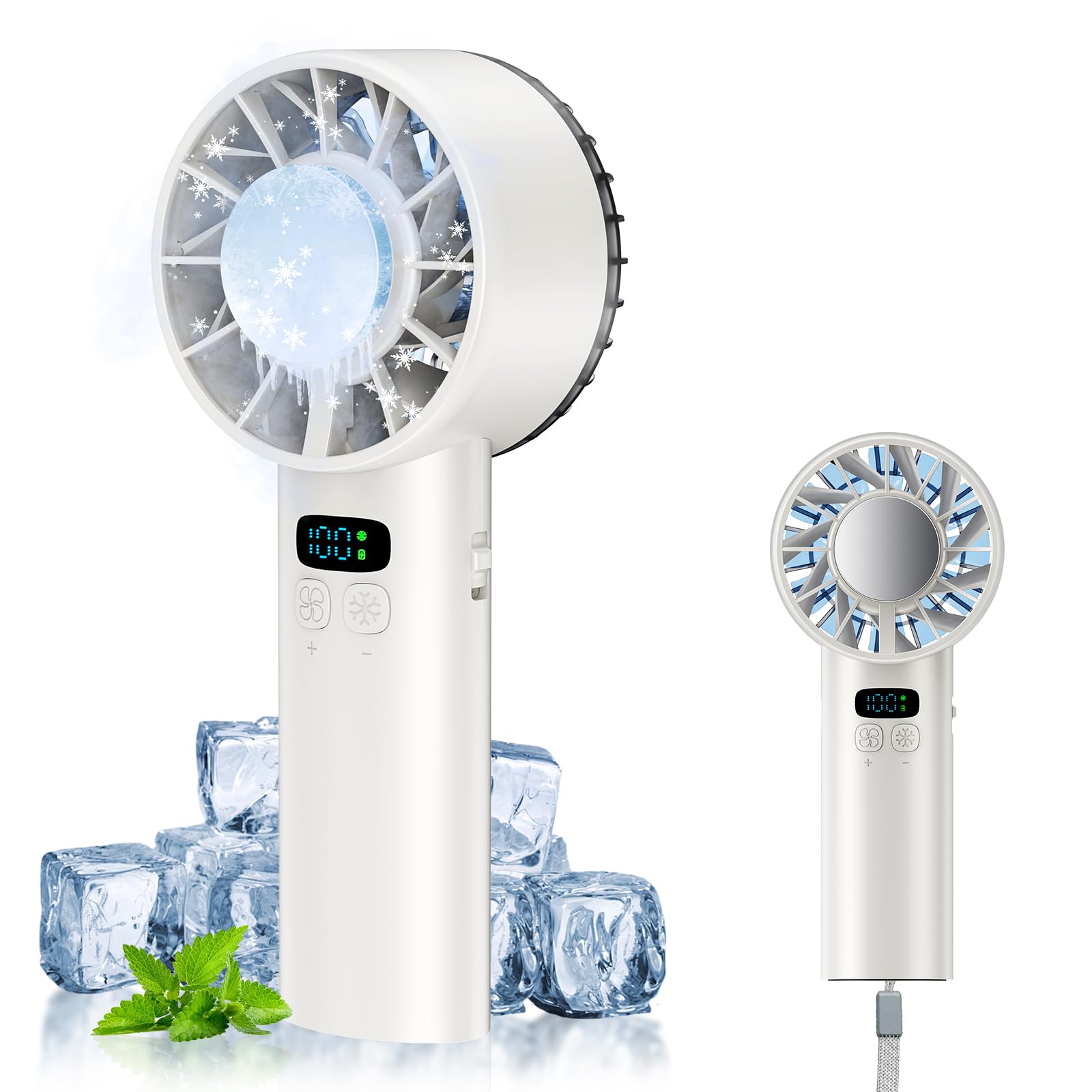 ⭐️ハンディファン✨冷却プレート付き⭐️スタンド可能 ホワイト