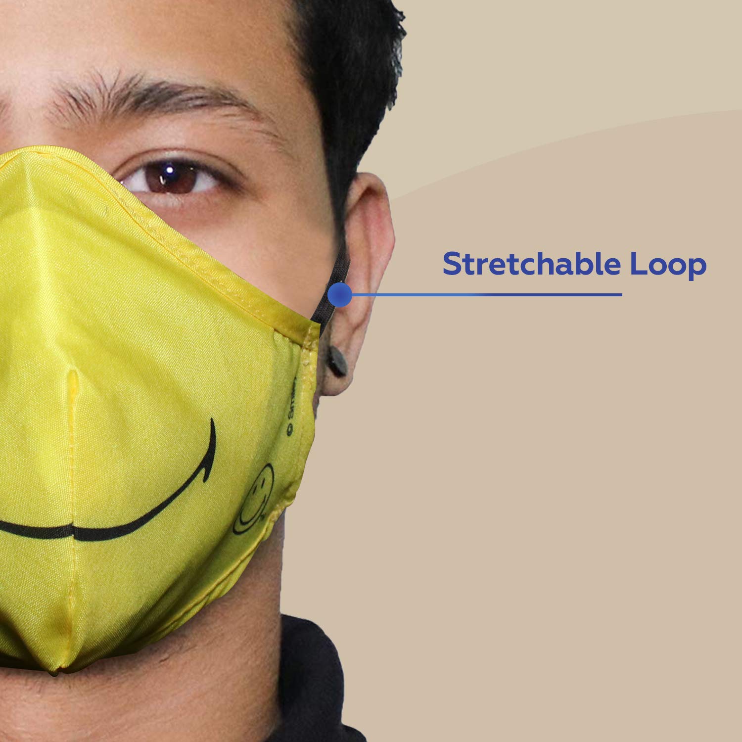 ORILEY ORSM12 Smiley Washable & Reusable Face Mask with 2 Replacement Filter & Adjustable Headloop Elastic Breathable Protective Mouth Cover (10 Pcs) 1