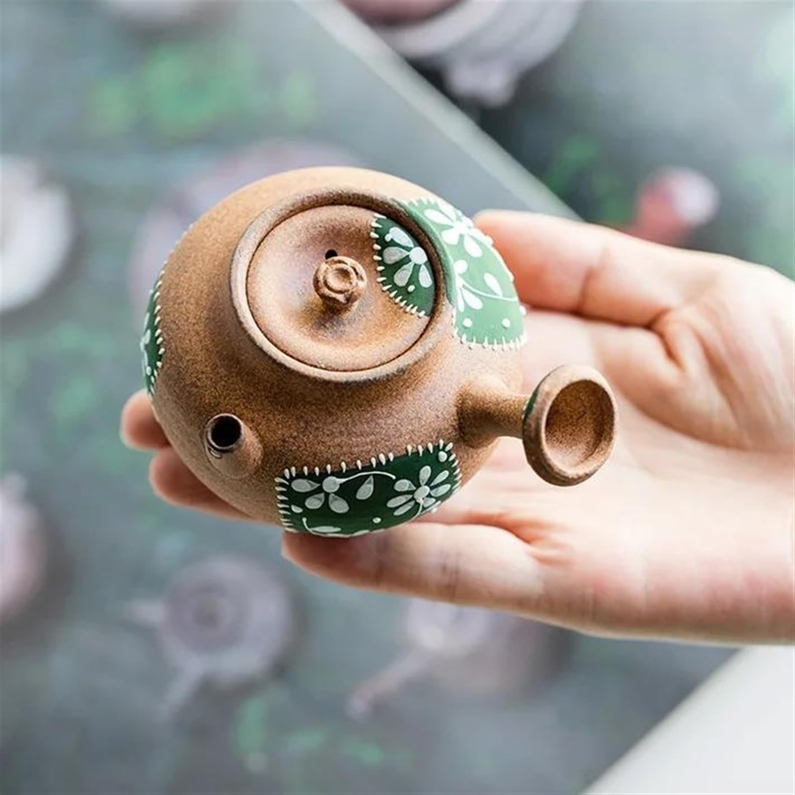Teekannen-Set Teeartikel Zubehör Ornament Reine Handbemalte Grobe Keramik Teekanne Mit Seitlichem Griff Ästhetisches Pflaster Kleine Kanne Teekessel 70 Ml Weihnachts Teekanne Und Tasse Set