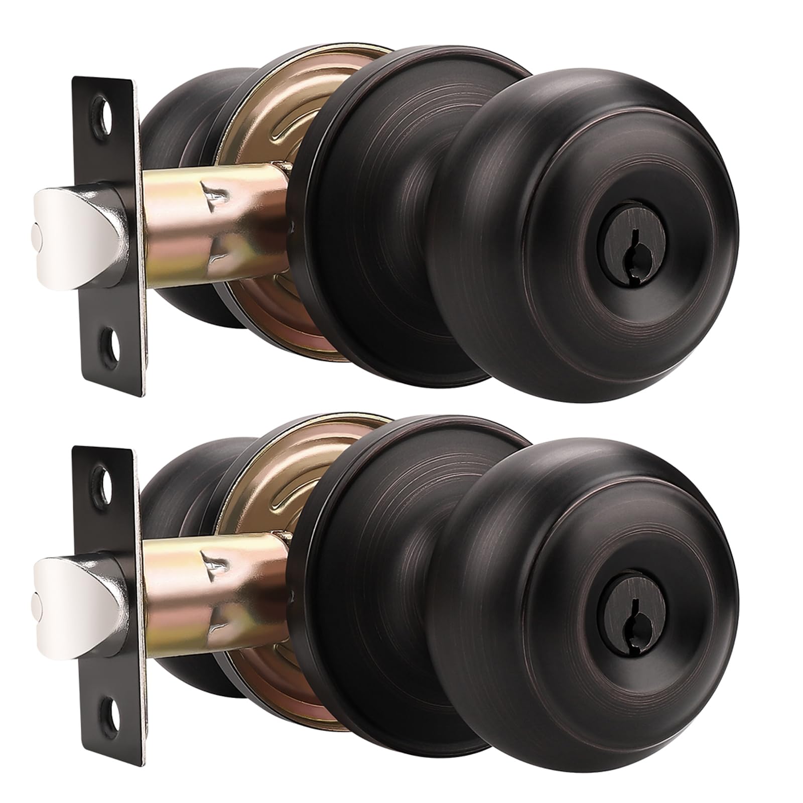 Polished Brass Door Knobs - Keyed Entry Locks -12