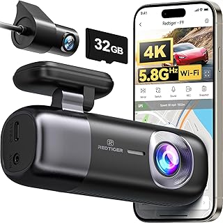 REDTIGER F9 Dash Cam 4K Front and Rear 1080P, WiFi GPS Car Camera with Free 32GB Card, Dual Dash Camera for Cars, Loop Rec...