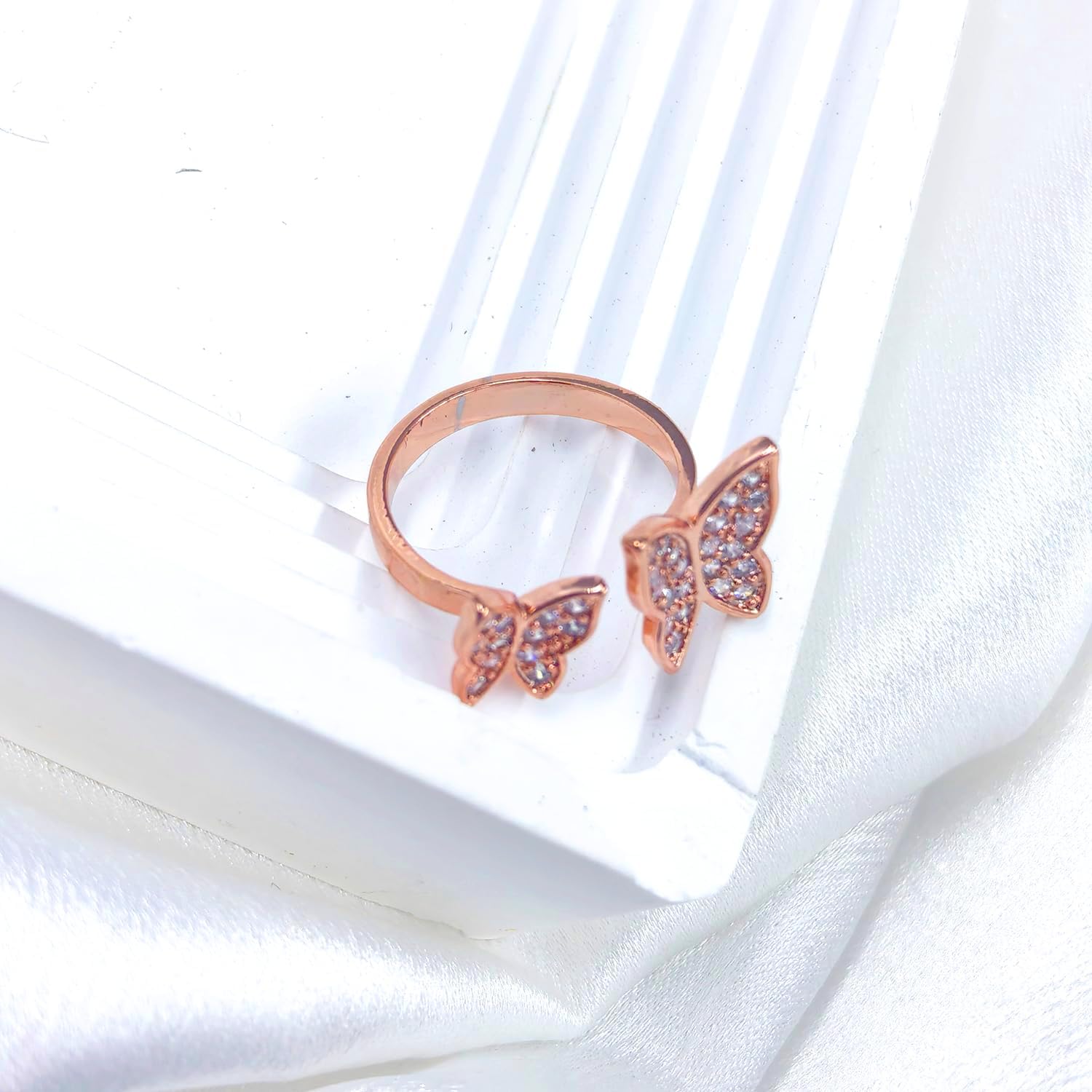 MYANAIL Double Butterfly Ring for Woman Cubic Zirconia Cute Butterfly Adjustable Ring Birthstone Opening Butterfly Finger Ring Fashion Knuckle Statement Ring jewelry - Image 5