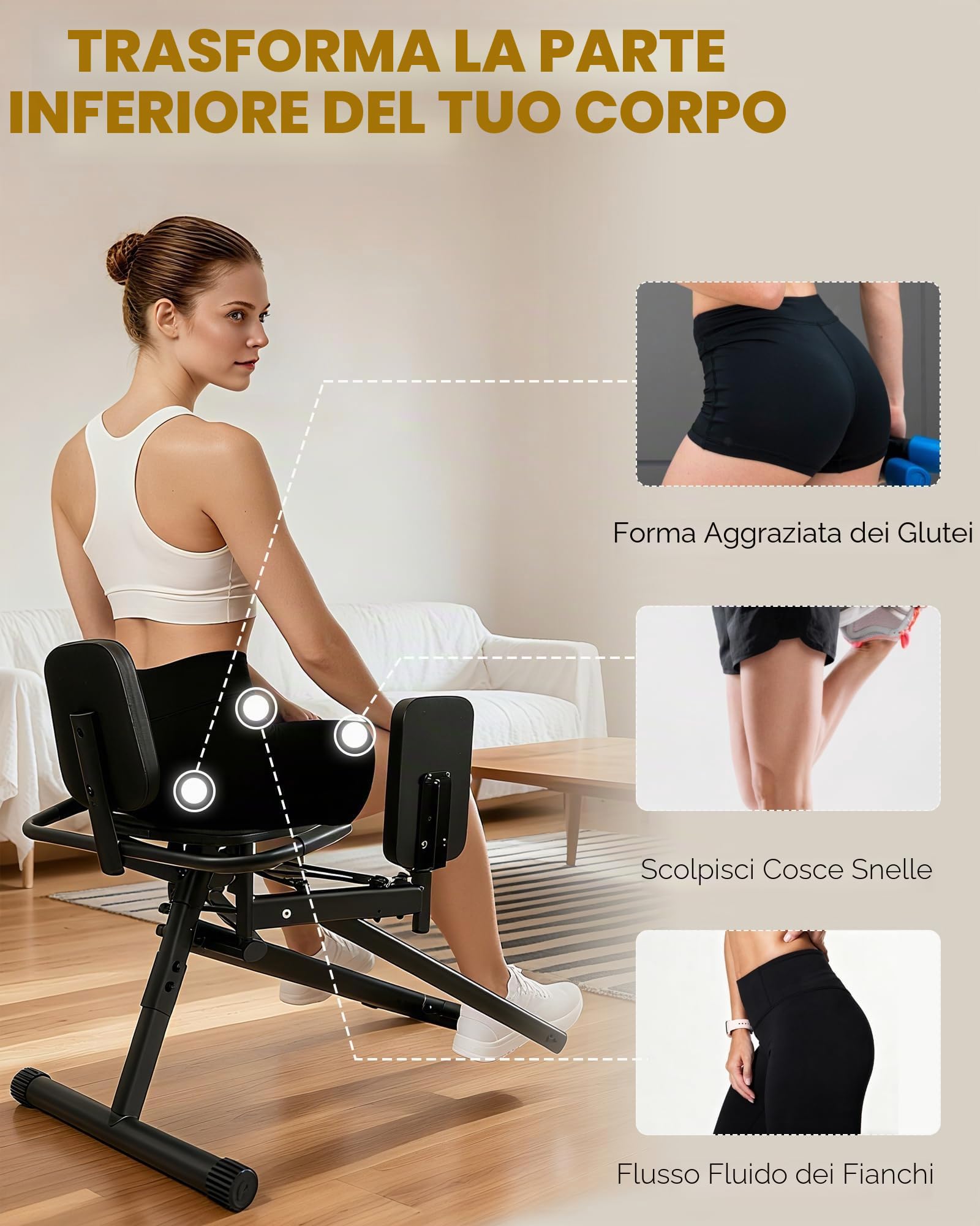 GUUG Macchina per Abduttori Adduttori: Attrezzatura per L'allenamento della Cosciagambe Ianco Thigh Costruzione Muscolare Anca e Abduzione Resistenza Regolabile Per Uomo e Donna