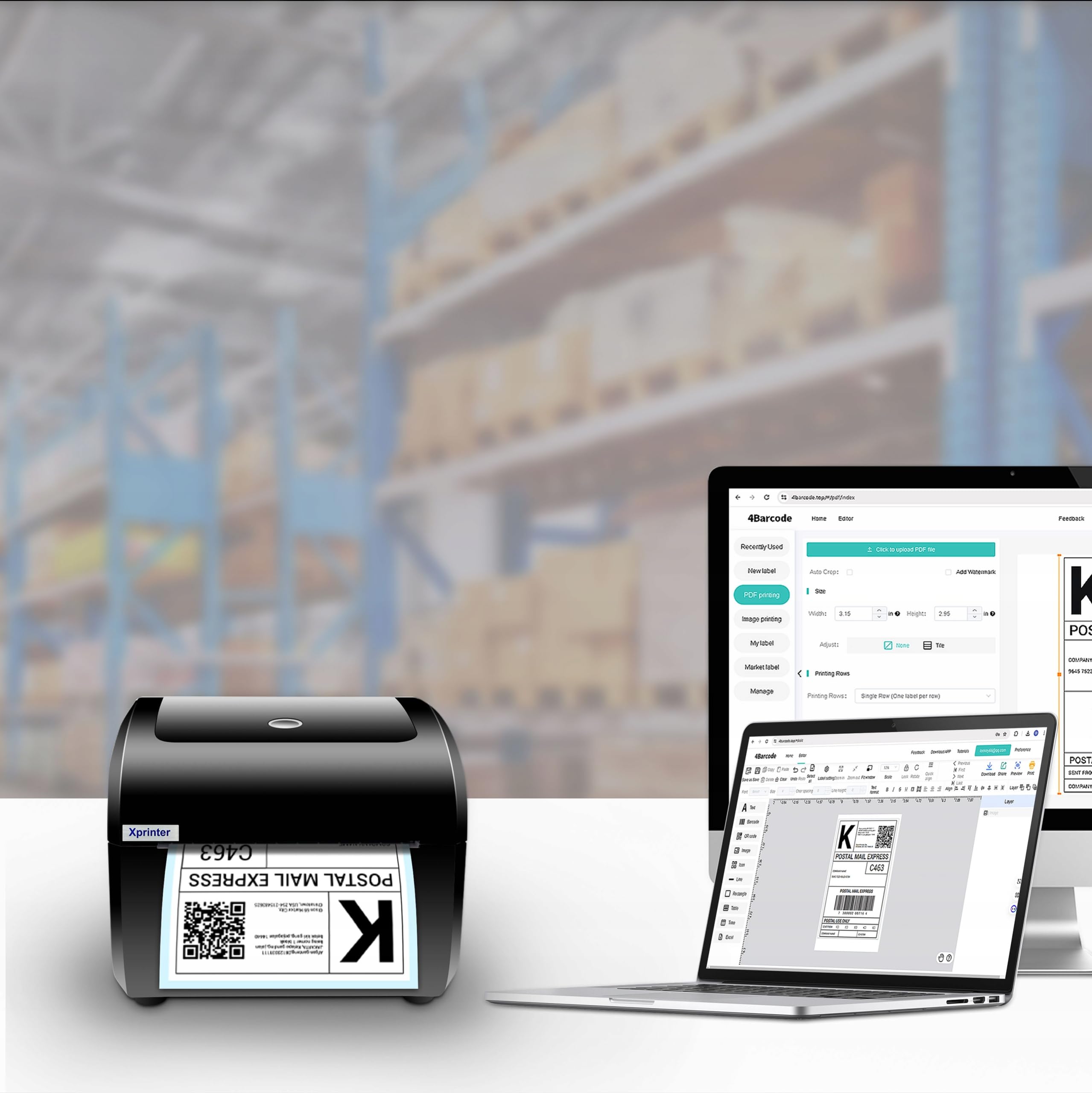 XPRINTER DHL WiFi Etikettendrucker, 4x6 Etikettendrucker Versandetikettendrucker, Thermo-Etikettendrucker für, DHL, DPD, GLS, UPS, mit 25 Etiketten, tintenfrei, schnelle Einrichtun (8804)