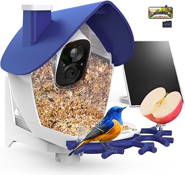 Smart Bird Feeder with Camera Solar Powered 2K HD Live Video with 32GB Card