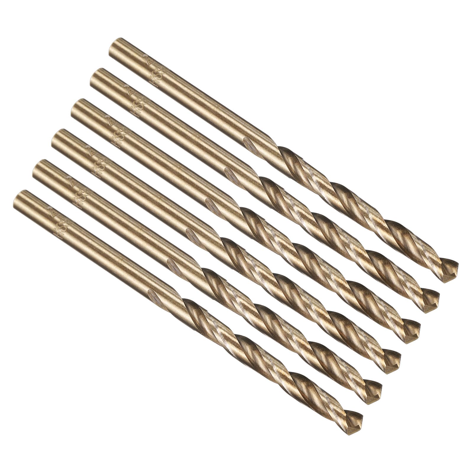 PATIKIL 4mm Drill Bit, M35 Cobalt 5% High-Speed Steel Jobber Straight Shank 135° Gold Finish for Stainless Steel Hard Metal - 6 Pack