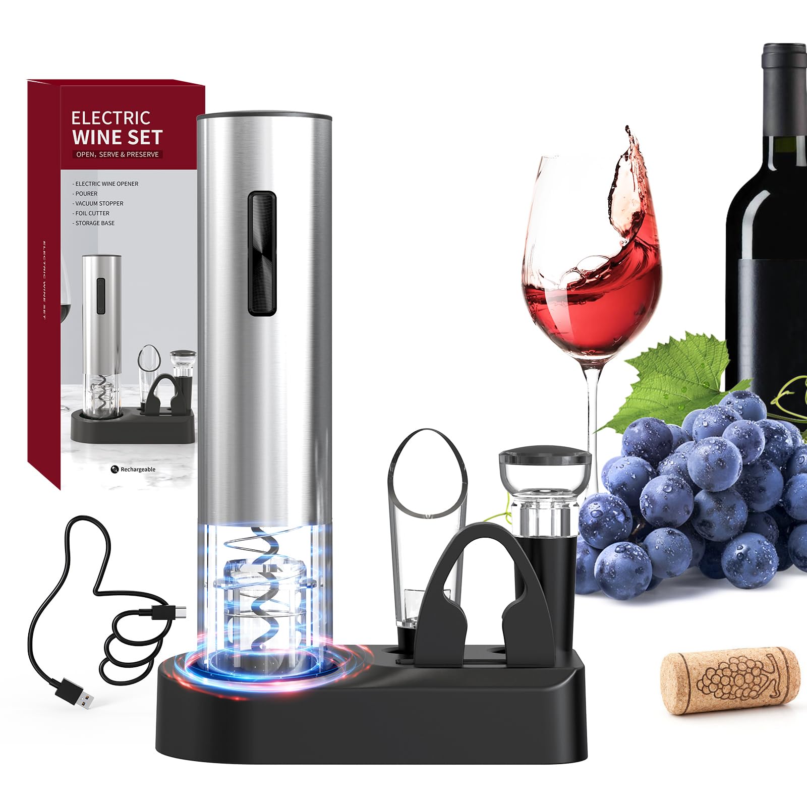 CIRCLE JOY 5-in-1 Electric Wine Opener Set