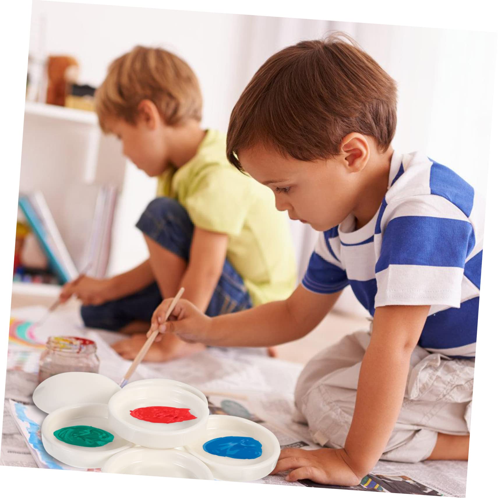 EXCEART Tavolozza in Ceramica 5 Strati per Acquerelli, Vassoio Miscelazione Colori, per Pittura ad Acqua DIY