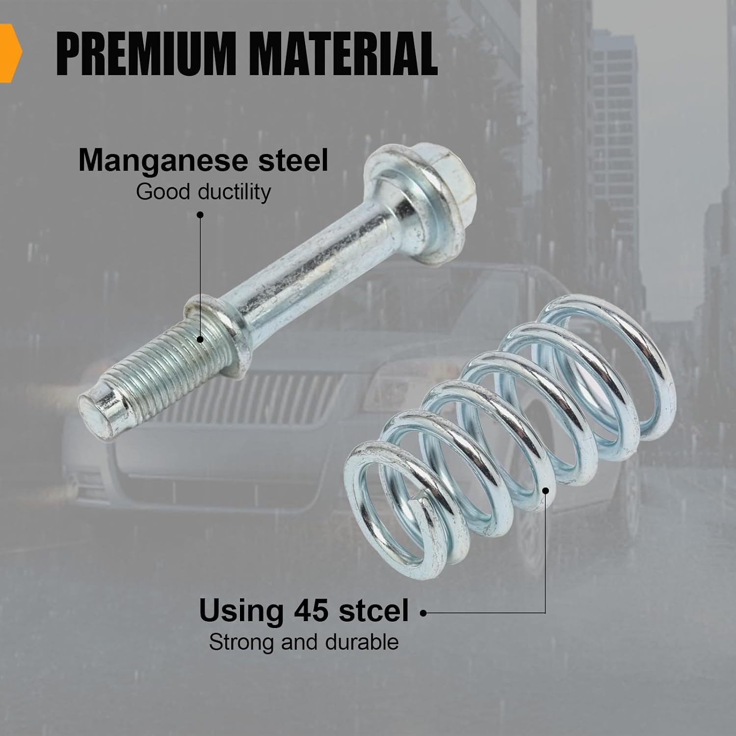 ZIMISI M10x1.5 mm Car Exhaust Manifold Bolts, Carbon Steel Exhaust Flange Hardware Kit with Springs, Muffler Repair Kit, Muffler Studs Replacement, Car Exhaust Bolts and Nuts Kit (4PCS)