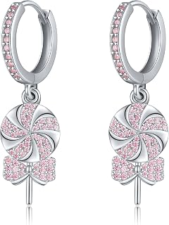 Lollipop Ohrringe Sterling Silber Rosa Lollipop Candy Anhänger Tropfen Ohrringe Schmuck Geschenk für Frauen Mädchen