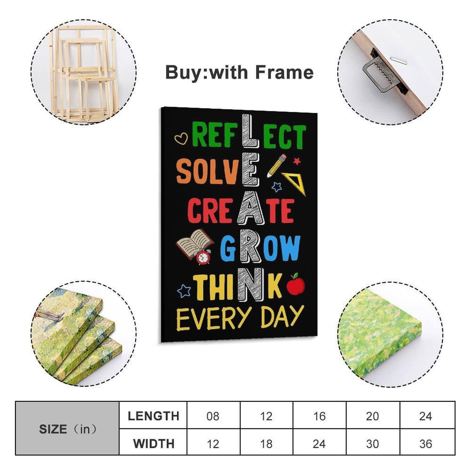 Wandkunst, inspirierendes Klassenzimmer-Dekor, motivierendes Poster, dekorative Malerei, Leinwand, Wandposter und Kunstdruck, moderne Familienschlafzimmer-Dekoration, Poster, 61 x 91,4 cm (6 Stück)