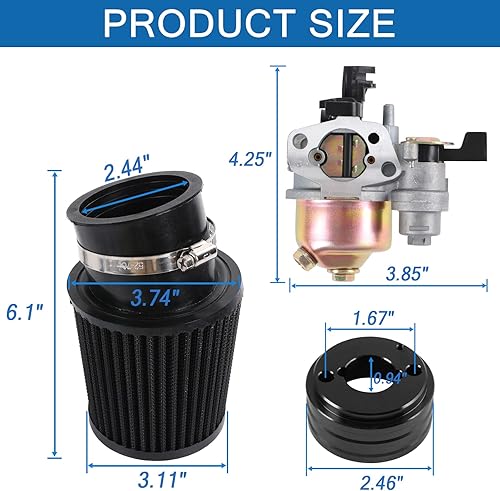 Vista 14 de Adaptador de filtro de aire de carburador mejorado de alto rendimiento para Coleman CT200U CT200U-EX BT200X GX160 Predator 212cc 196cc 6.5hp Motor