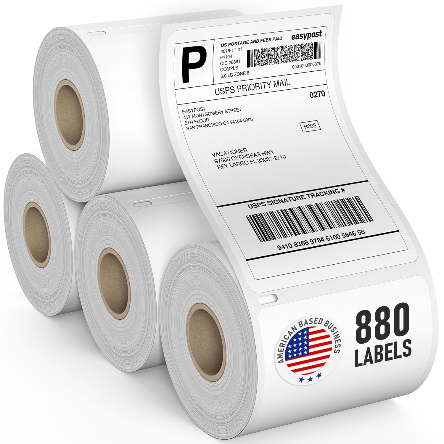 Dasher Products Thermal Shipping Labels Compatible with Dymo LabelWriter 4XL 1744907 4x6 Internet Postage Labels, Water Resistant, Strong Adhesive, Perforated, 220 per Roll, NOT for 5XL (4 Pack)