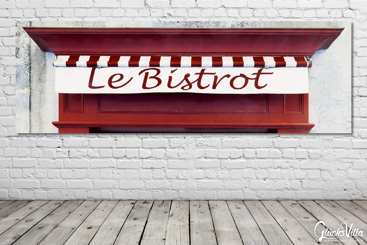 Glücksvilla - Bistrot rot (Acrylglas-Bild 5 mm, 150 x 50 cm) | div. Maße - aus DE - Kunstdruck XXL Deko Wandbild quer - Bistro Restaurant Bar Frankreich Paris