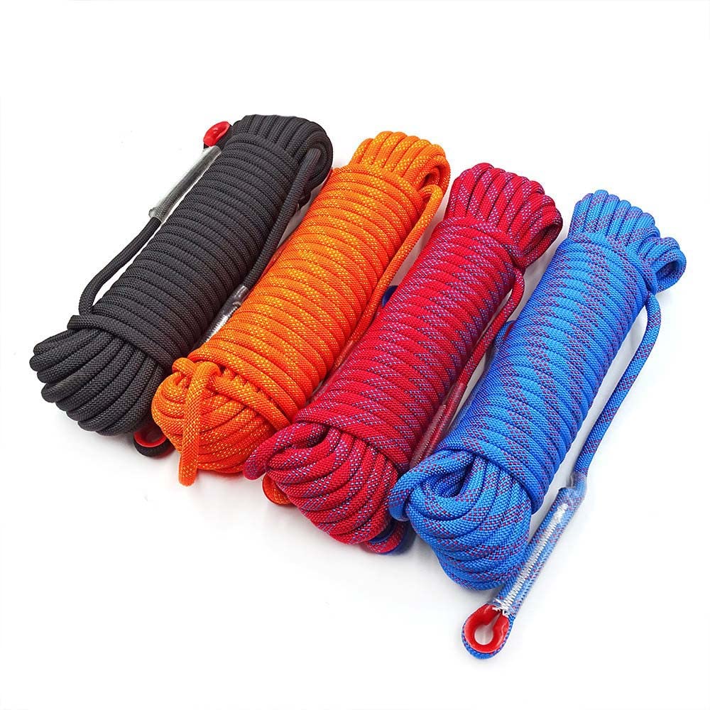 Cuerda de Escalada de 12 mm Equipo de Roca para árboles al Aire Libre Montañismo Línea de Vida Equipo de Seguridad de Supervivencia de Emergencia Escape Rescue Cuerda estática-Azul 20m, CN