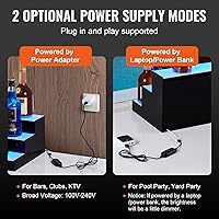 Vista 5 de VEVOR Pantalla de botella de licor con iluminación LED, 3 niveles de 30 pulgadas, compatible con USB, estante iluminado de bar para el hogar