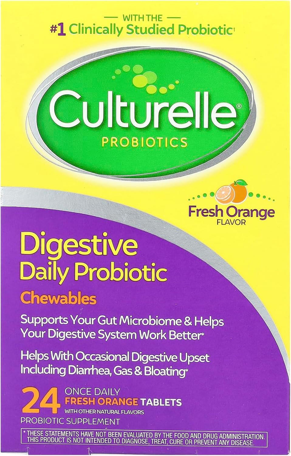 Culturelle Probiotic, Chewables, One Daily Tablets, Orange 24 Tablets