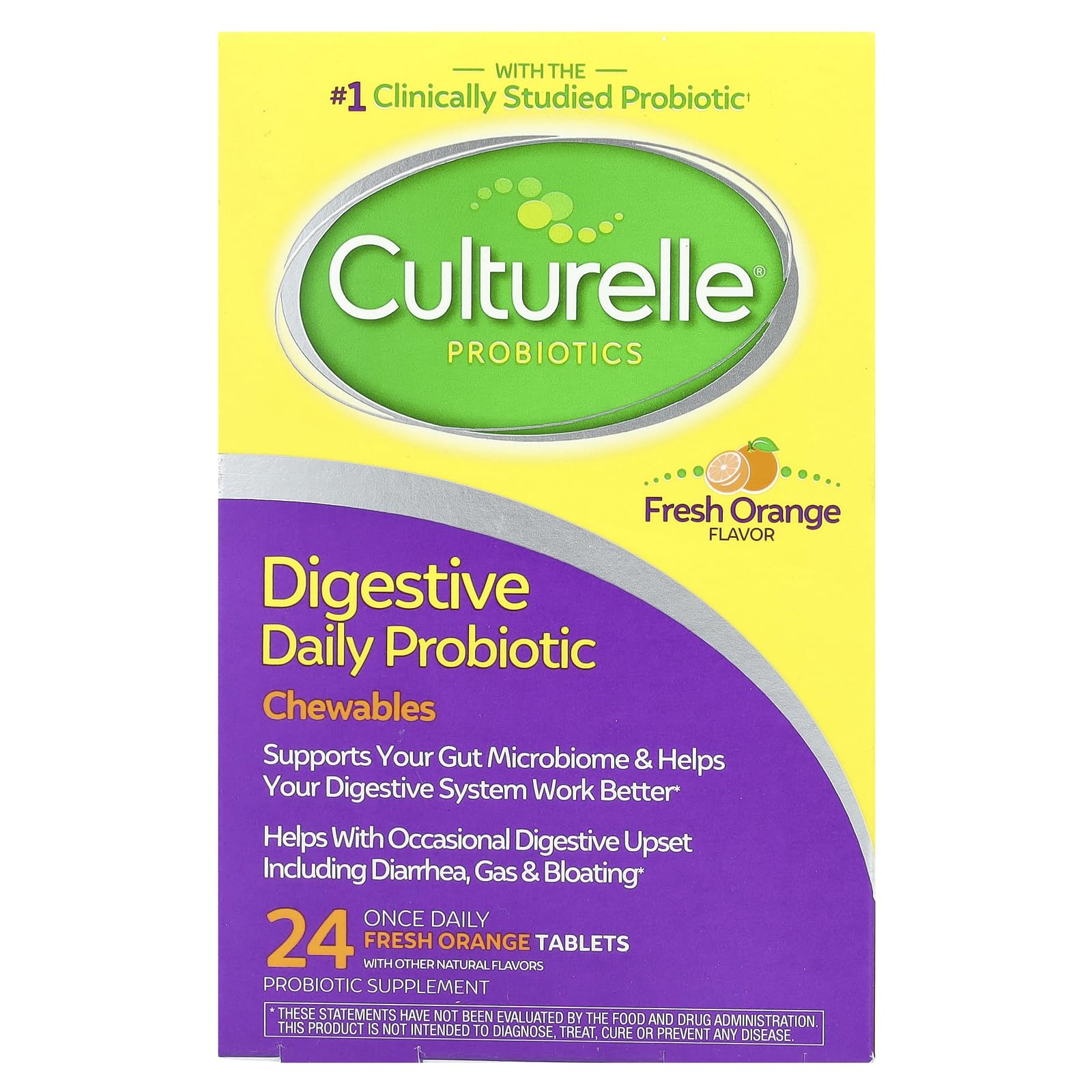 Culturelle Probiotic, Chewables, One Daily Tablets, Orange 24 Tablets