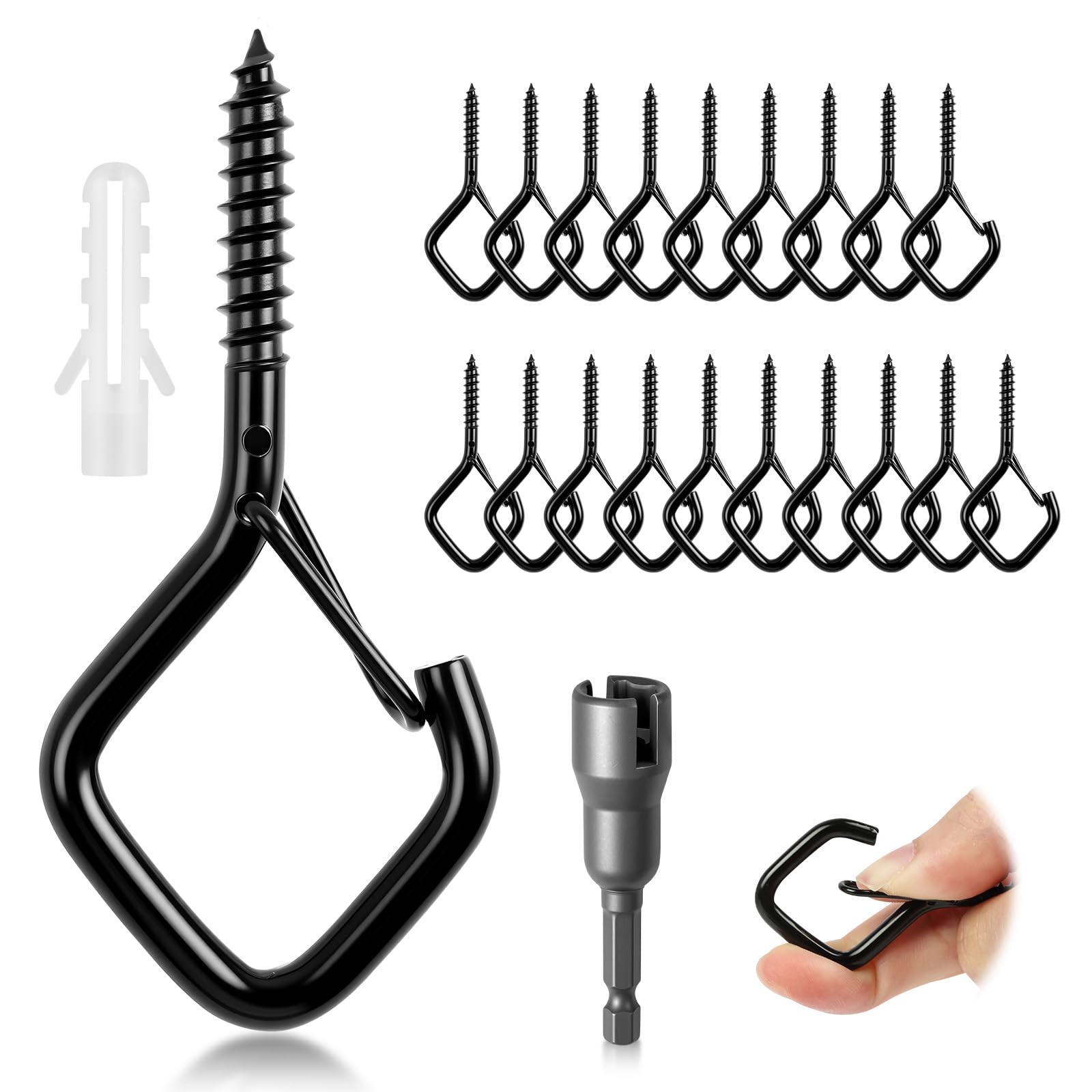 M5 Ganci Avvitabili, 20 Pezzi Ganci a Vite per Legno Vite a Gancio in Acciaio Inox, Ganci Da Soffitto, Viti ad Anello con Blocco di Sicurezza, per Appendere Piante,Campanelle,Catene Luminose