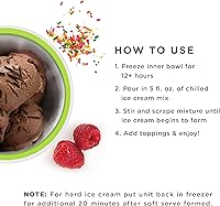 Vista 2 de ZOKU Ice Cream Maker, Compact Make and Serve Bowl with Stainless Steel Freezer Core Creates Soft Serve, Frozen Yogurt, Ice Cream and More in Verde