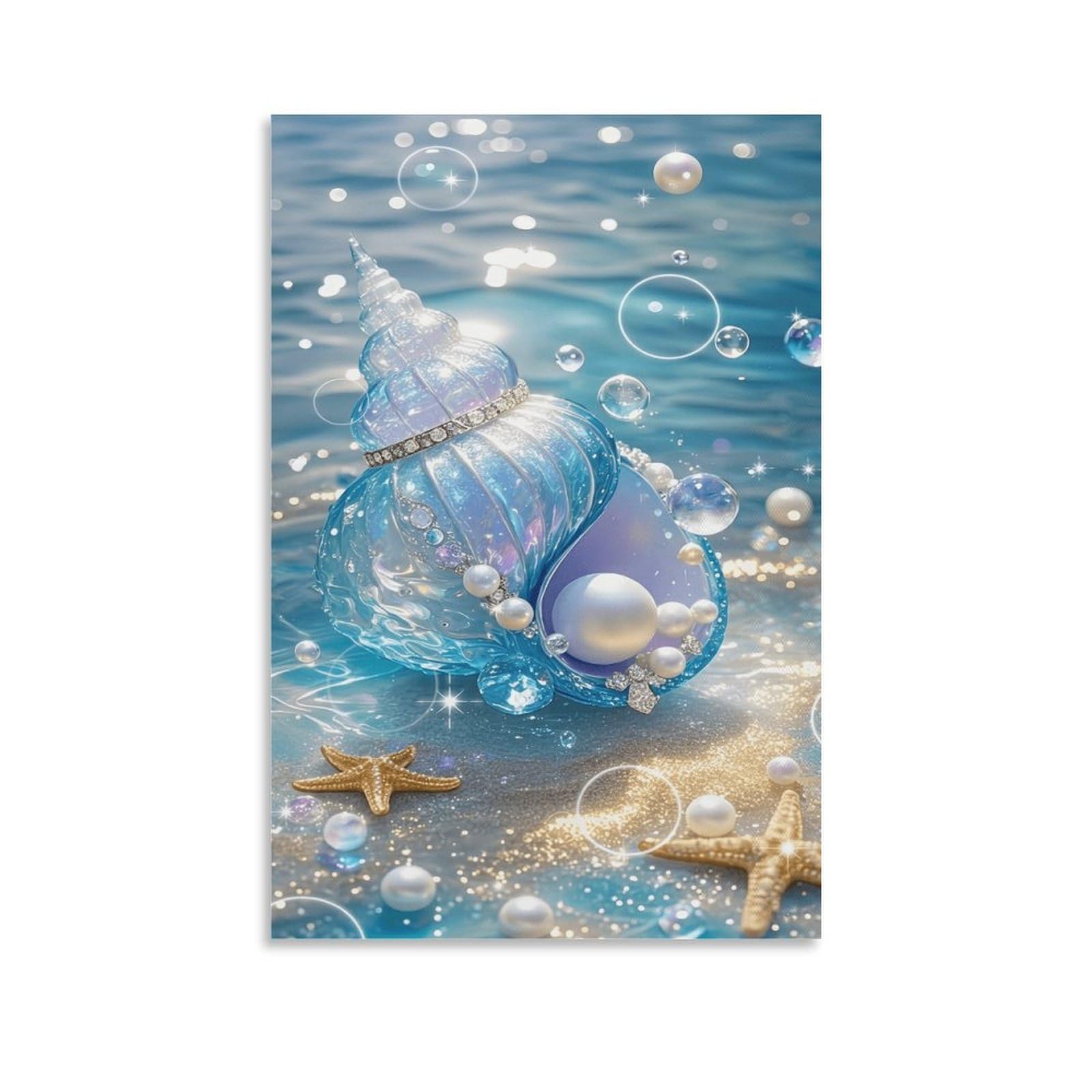 XPASHIQWC Seashell & Pearls Poster Artwork Ocean Giclee Canvas Prints Modern Wall Art Picture Wall Hanging for Office Gym Living Room Decor 20x30inch(50x75cm)