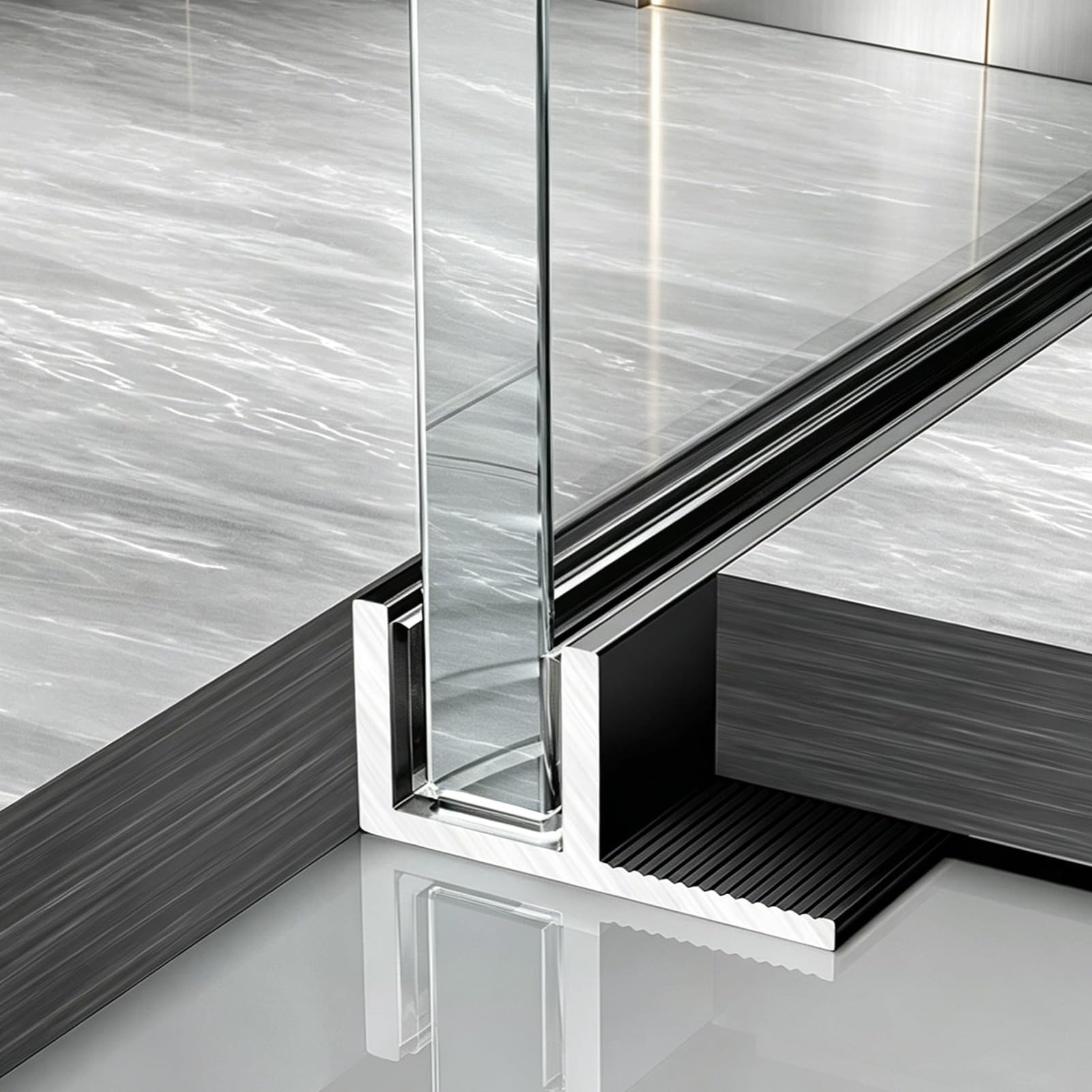 Minglez 10Mm (3/8In) Glass Deep Retainer Track F-Shaped, Aluminum Shower Door Fixing Channel With Rubber Edge Trim, Embedded Frameless Glass F-Channel 5/16In 3/8In 1/2In(,L2.1m(6.9Ft))