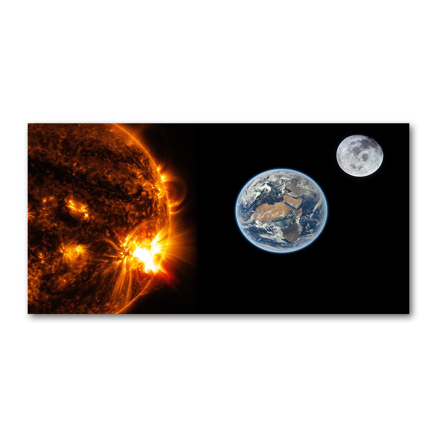 Tableau en verre acrylique cosmos et système solaire lumineux