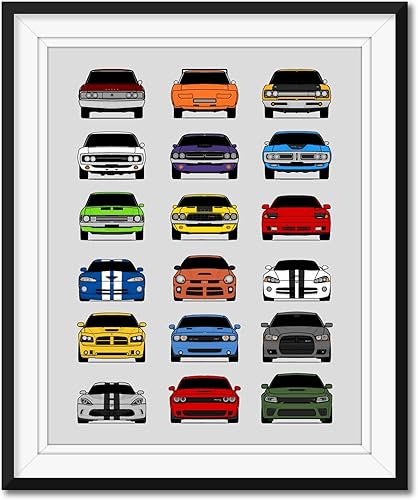 Vista 25 de Handmade Poster compatible with Dodge Charger Generations and Print of Dodge Charger - Multi, 11x14" Metallic Print (Unframed) - Gift for Car 3A.