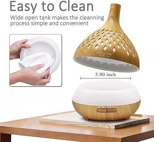 Miniatura 8 de ASAKUKI - Difusor de aceites esenciales con control remoto humidificador de vapor frío de 135onzas líquidas 400 ml difusor aromático de 16 horas de