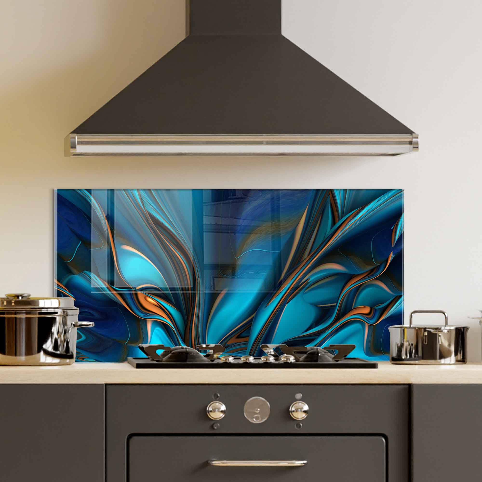 Roggmard Tempered Glass Kitchen Backsplash, Stove Back Top Cover, Splashback Tile, Kitchen Sink Cover Splash Guard, Home Kitchen Decor (30x16''-(76x40cm))