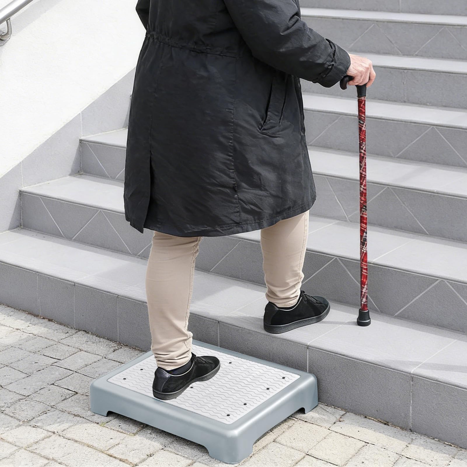 Marchepied antidérapant de 9 cm, marchepied portable, aide à la montée et aide à la marche, antidérapant, charge maximale : 220 kg, pour personnes âgées, douche, baignoire, voiture, extérieur
