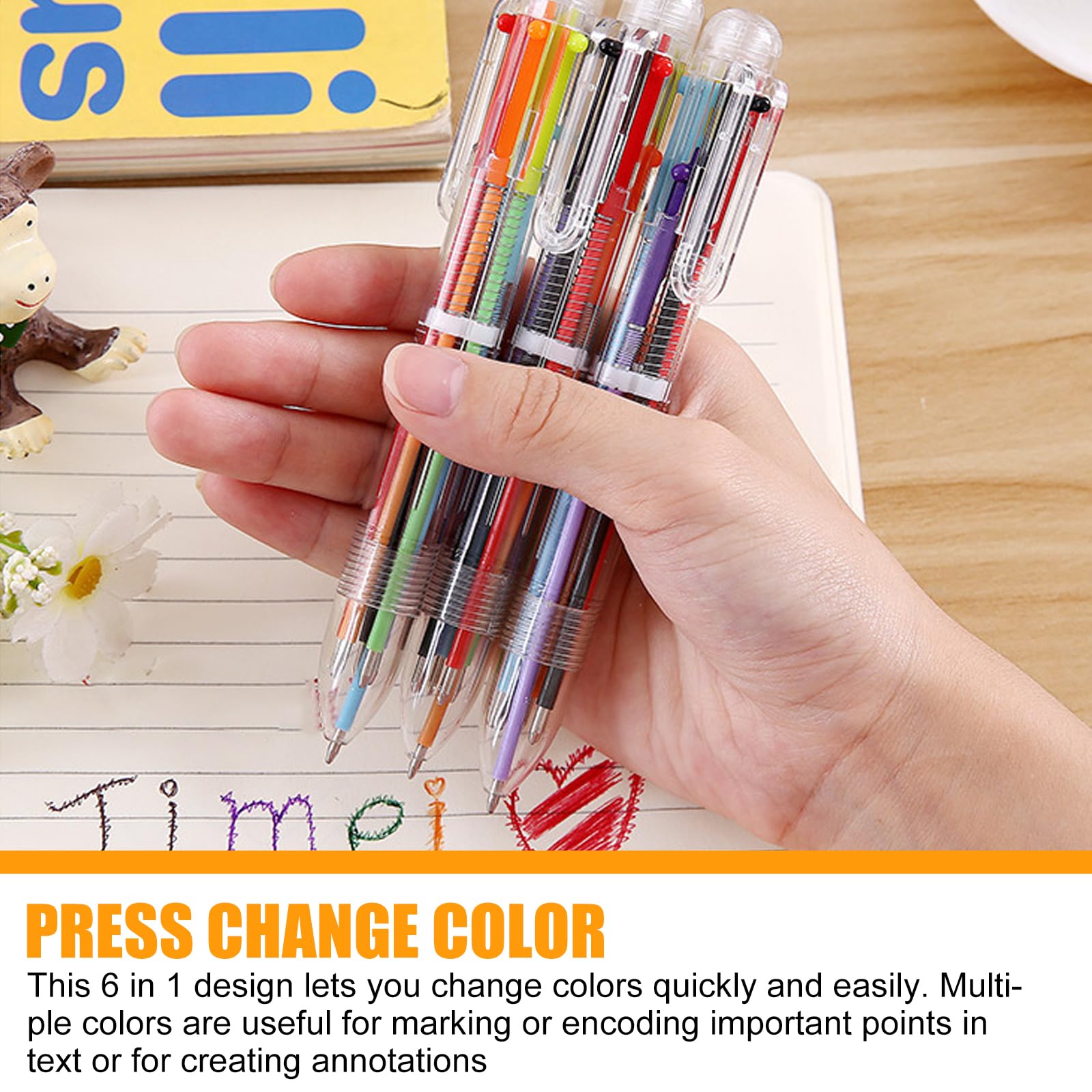 30 Stück 6-in-1 Mehrfarbige Kugelschreiber – 6 Farben, 0,5 Mm, 14 Cm, Einziehbar Für Schule & Büro