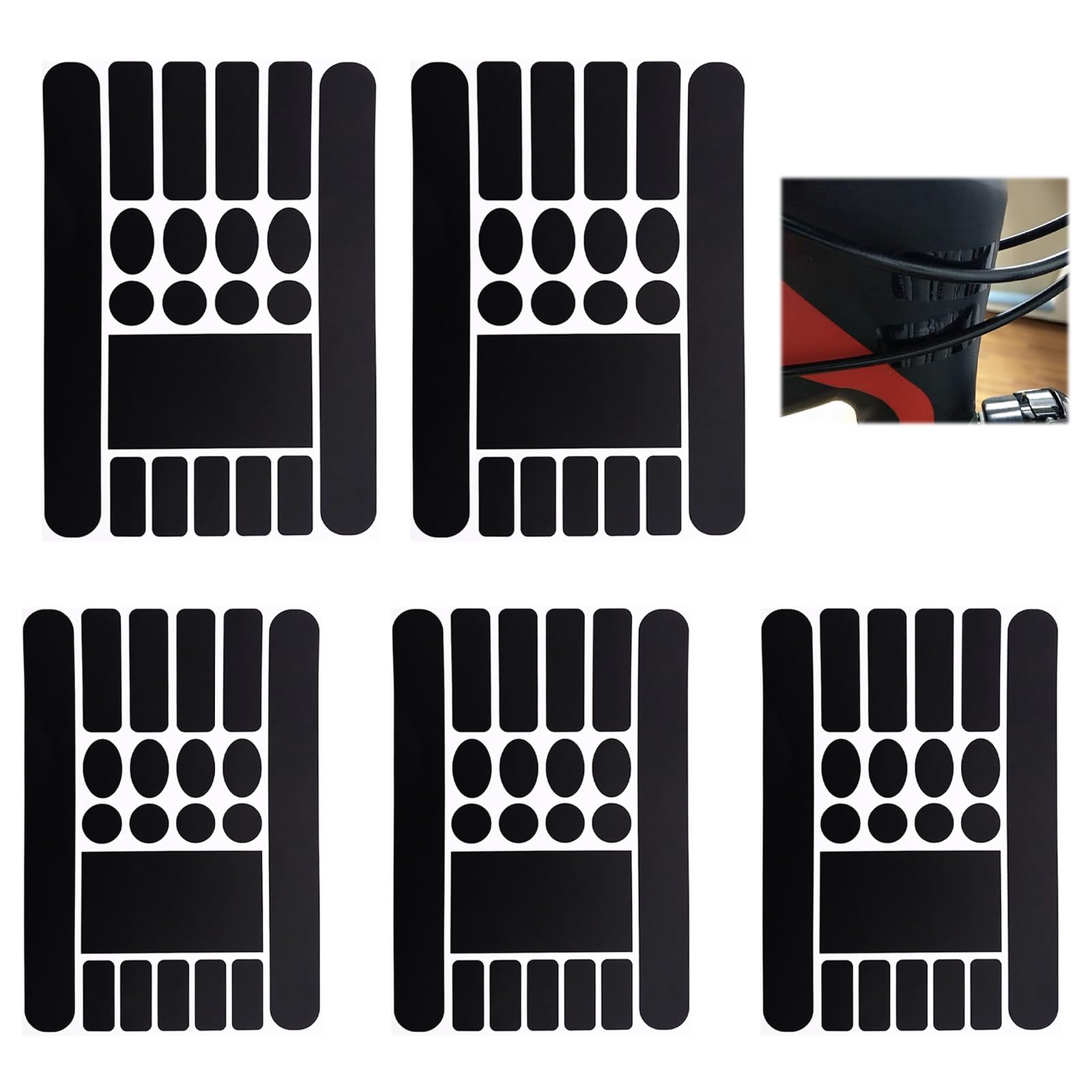 Set di 5 pellicole protettive per telaio per bicicletta, in PVC, impermeabili e durevoli, universali, adatte per MTB, bici da corsa e accessori per bici elettriche