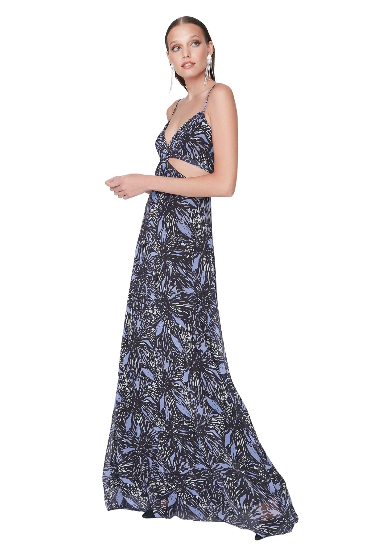Trendyol Women's Maxi A-line Regular Evening & Prom Dress, Multi-color, 34 UK