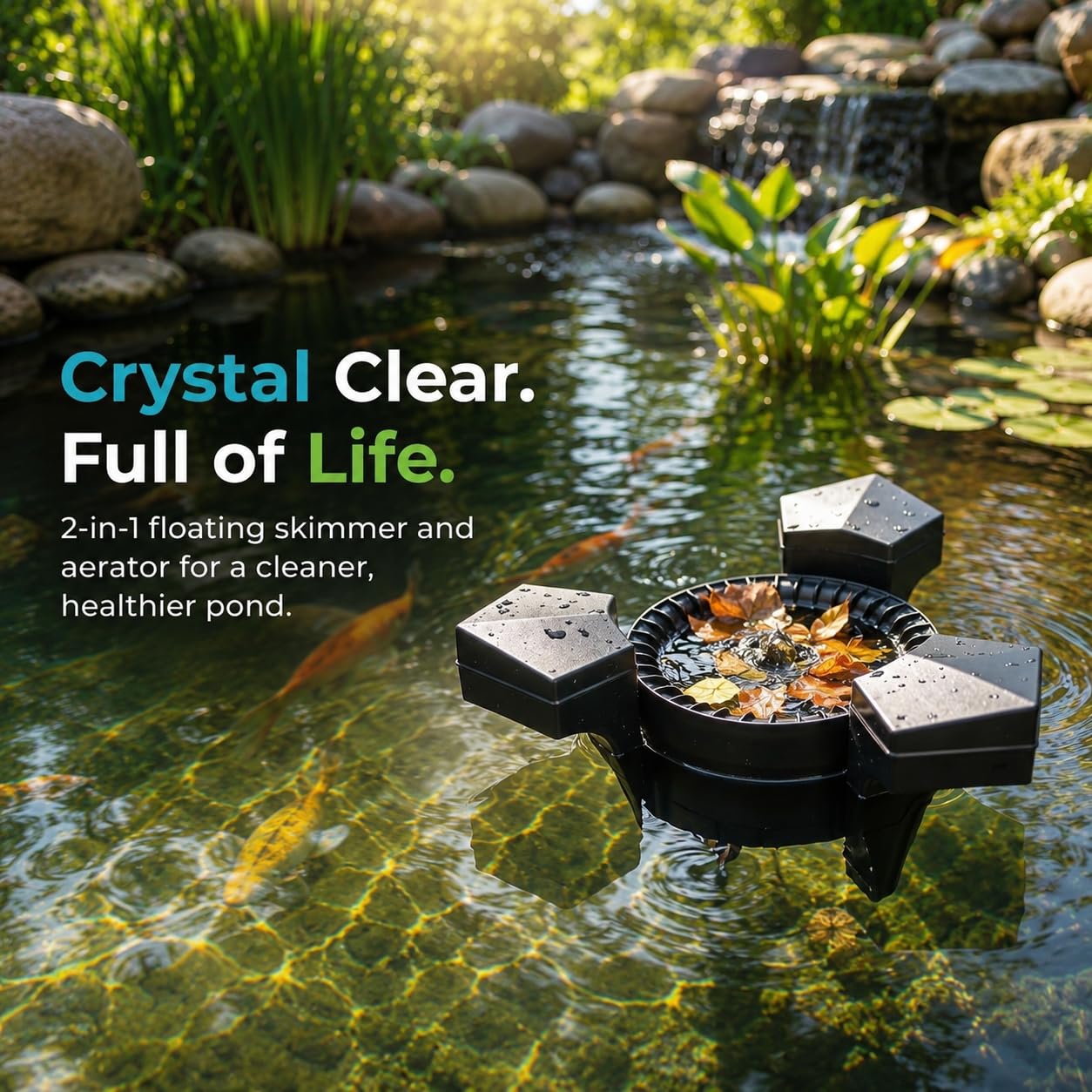 Skimmer galleggiante 2 in 1 con pompa, pulitore automatico per piscina e giardino da 43 W, con cavo di alimentazione da 10 m, per laghetti all'aperto e giochi d'acqua