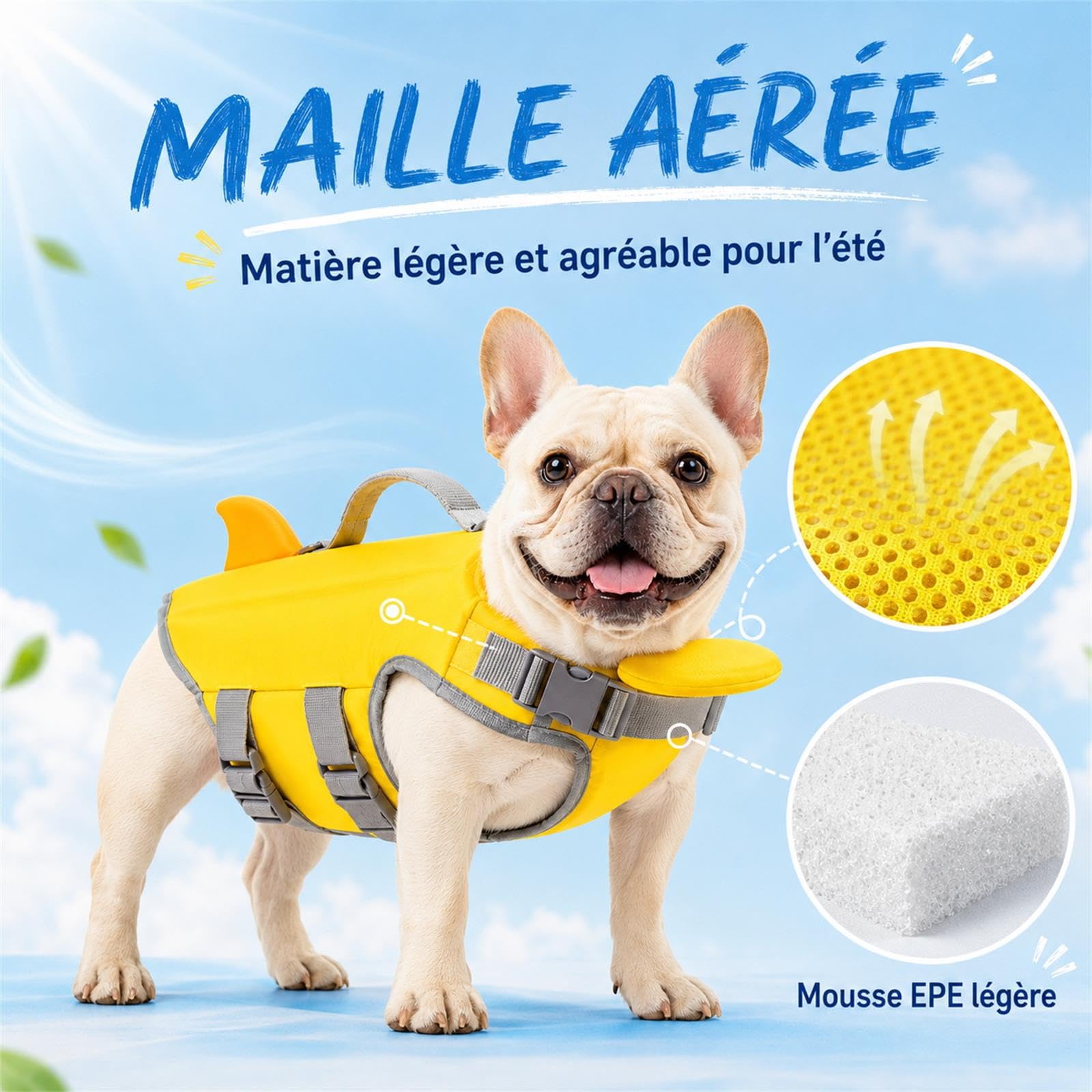 Gilet De Sauvetage Chien, Bouee Chien Piscine，XXL | Bouée Chien avec Poignée et pour Petit Et Moyen Animal Piscine Plage Extérieur
