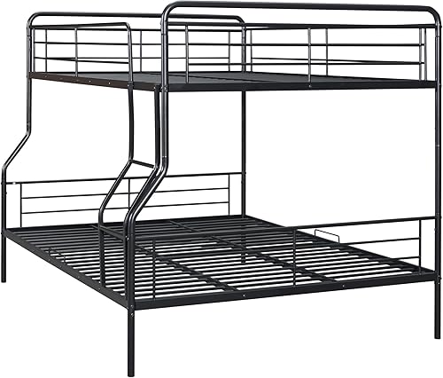 Miniatura 19 de Favfurish Litera de metal individual XL sobre Queen con escaleras inclinadas y barandillas de seguridad para dormitorio, habitaciones de invitados,