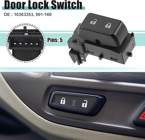 Miniatura 2 de ACROPIX Interruptor de bloqueo de puerta de automóvil de repuesto para Chevy Silverado 1500 - Paquete de 1 negro