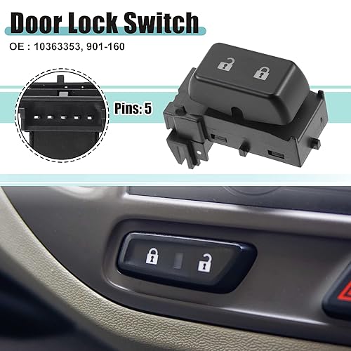 Miniatura 2 de ACROPIX Interruptor de bloqueo de puerta de automóvil de repuesto para Chevy Silverado 1500 - Paquete de 1 negro