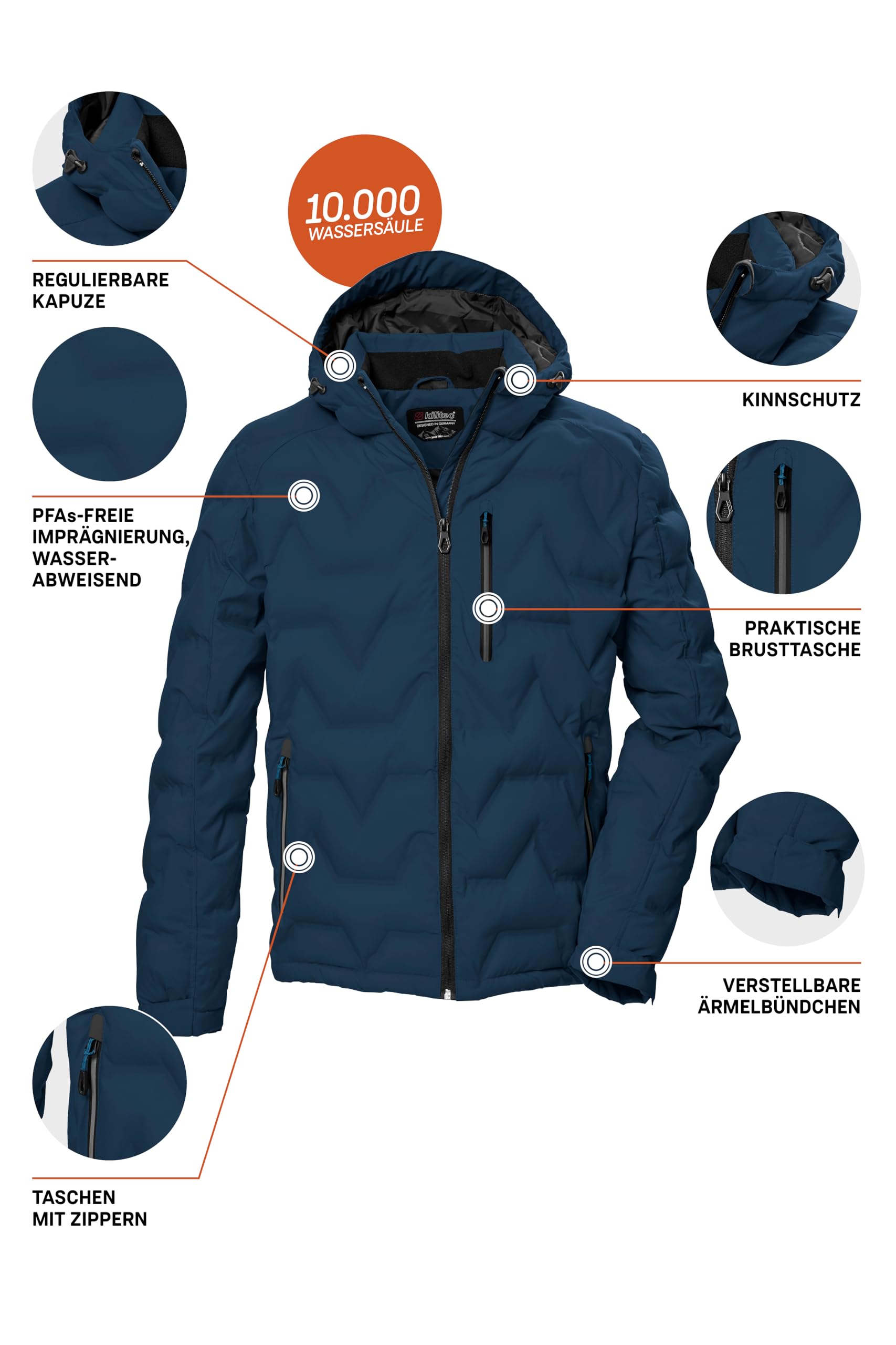 Killtec Kow 60 Mn Qltd Jckt Chaqueta acolchada con capucha/chaqueta repelente al agua Hombre