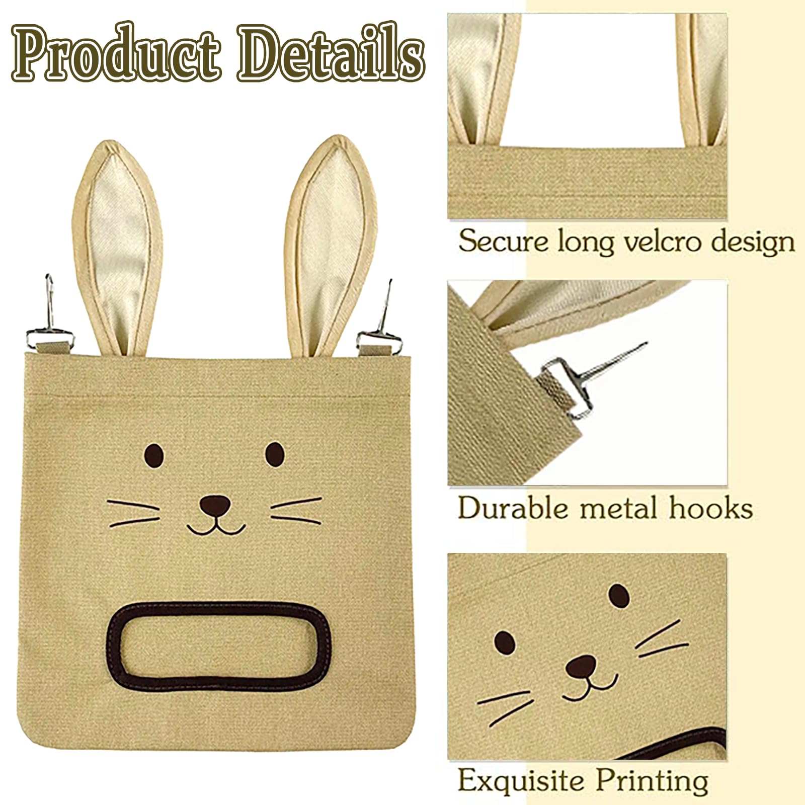 Colenumone Rabbit Hay Feeder Bag for Guinea Pigs and Chinchillas, khaki - Image 4