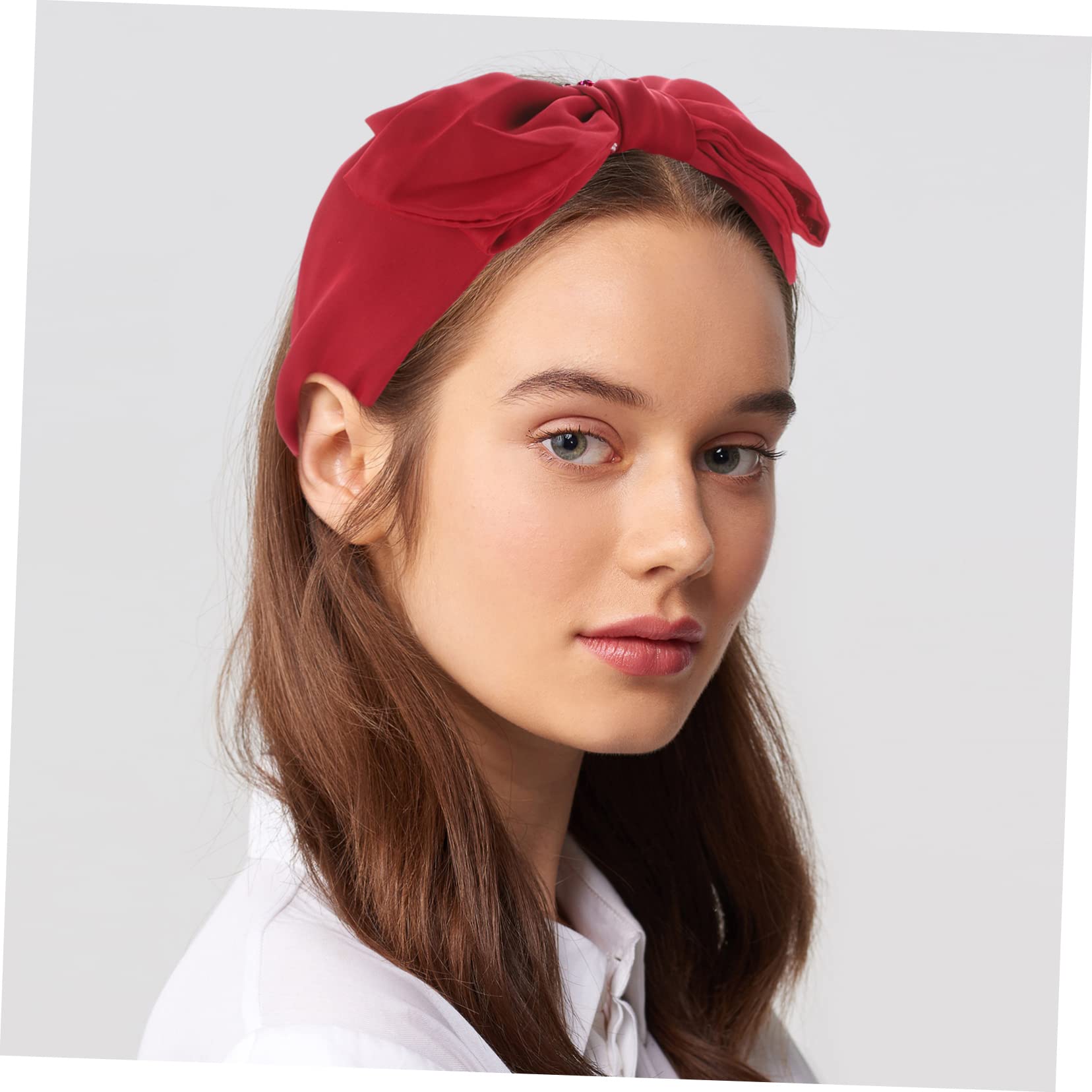 FRCOLOR 8 Piezas diadema con lazo diademas de lazo de navidad diadema versátil lazos rojos chica coleteros scrunchies Decoración del cabello de las mujeres. diademas anchas tela