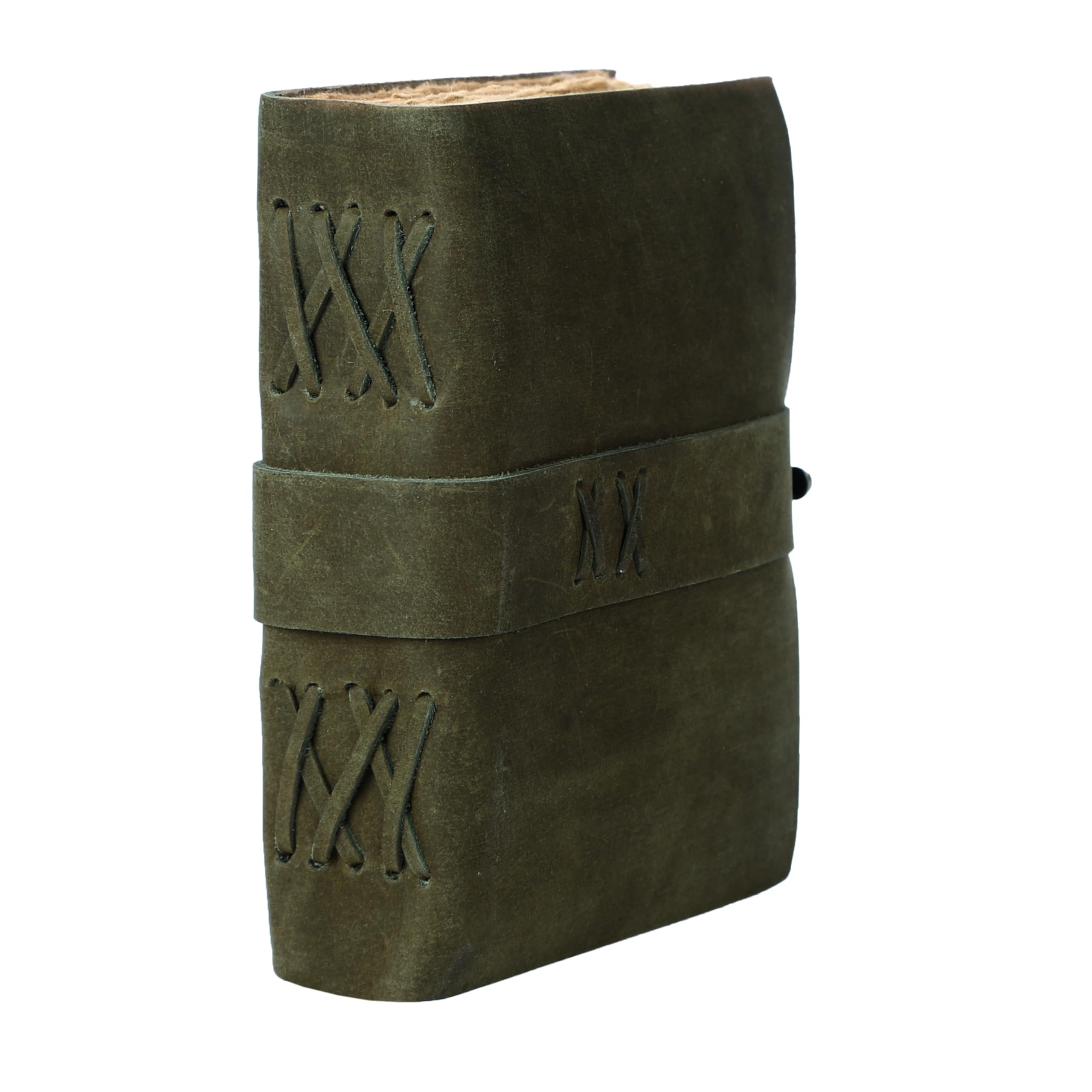 Komal's Passion Leather Vintage-Leder-Tagebuch, handgefertigt, Büffelbüffel-Rand, Papier, gebundenes Tagebuch für Damen und Herren, Vintage-C-Lock-Verschluss, ideal zum Schreiben und Reisen für