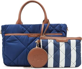 Anne Klein Womens Anne Klein Ew Quilted Nylon Satchel With Pouch and Coin Case