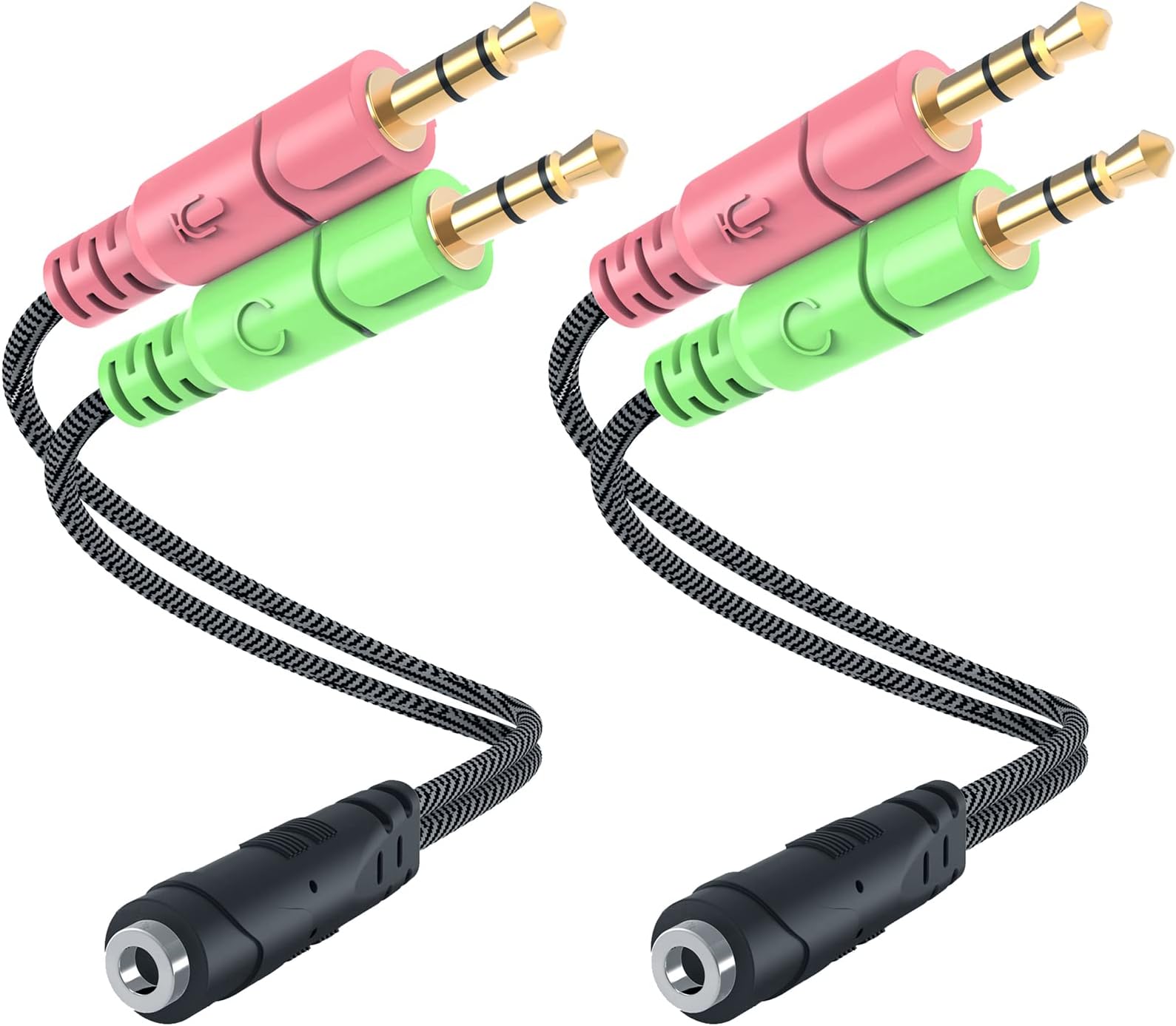 MillSO Headphone Splitter for Computer [2 Pack] CTIA 3.5mm TRRS Female to Dual TRS Male Mic Audio Jack Y Headset Splitter Adapter Cable for PC Laptop to Gaming Headset - 8inch/20cm