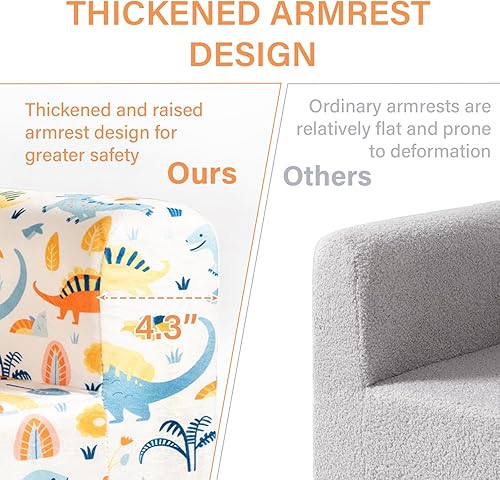 Miniatura 6 de Tiita Sofá para niños pequeños, cómodo estampado similar a la nube, silla de lectura para niños pequeños con funda lavable, asa de transporte, sofá