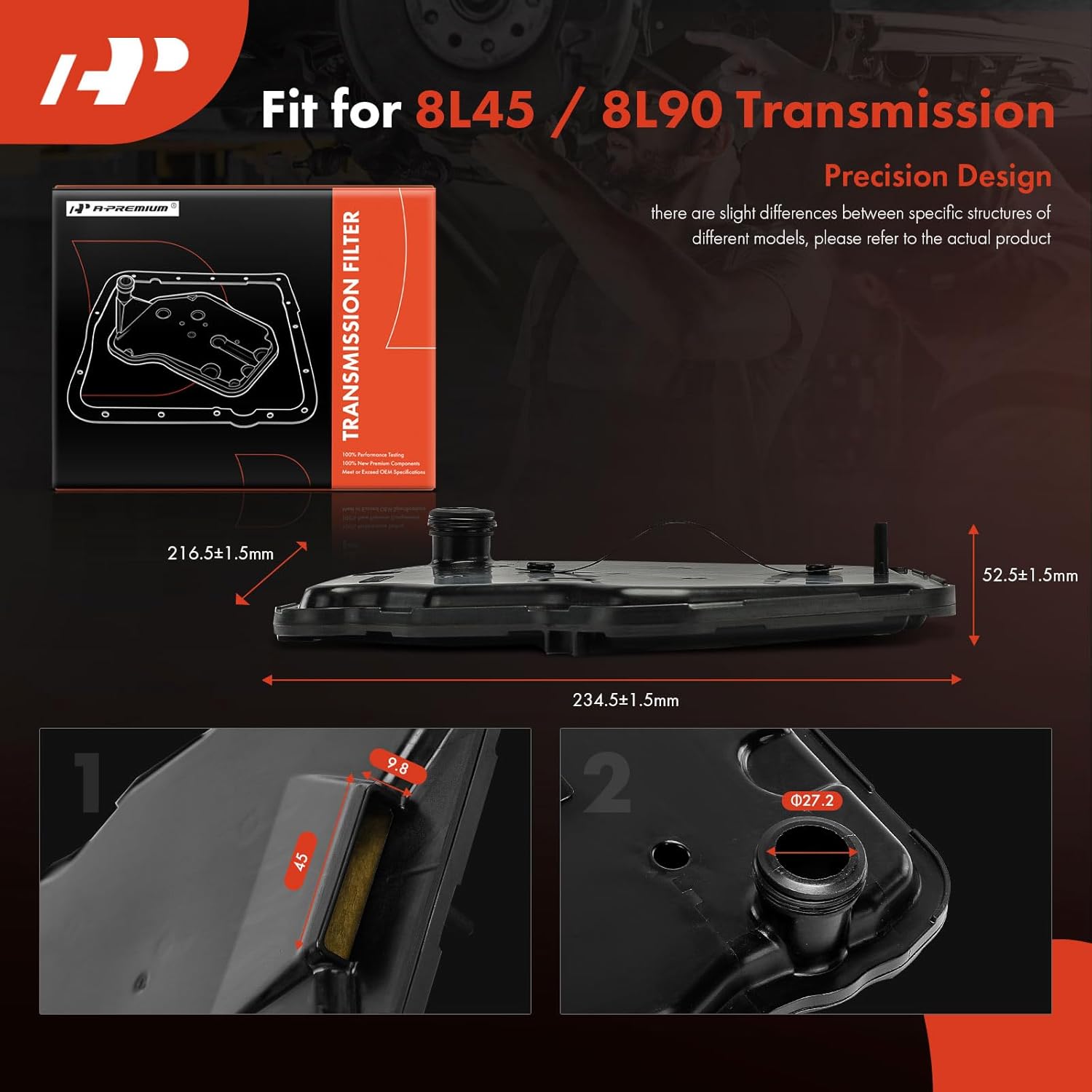 A-Premium 8 Speed 8L90 Transmission Filter, Compatible with Chevrolet Silverado 1500 1500 LTD, Express 2500 3500, Camaro, Colorado, Corvette & GMC Sierra 1500, Yukon, Savana & Cadillac Escalade